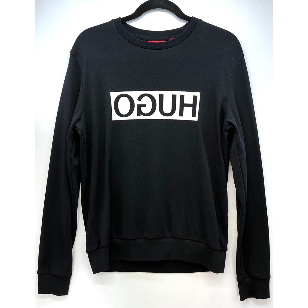 HUGO Boss Women's Black Logo Crewneck Sweatshirt Sz S Minimalist Streetwear